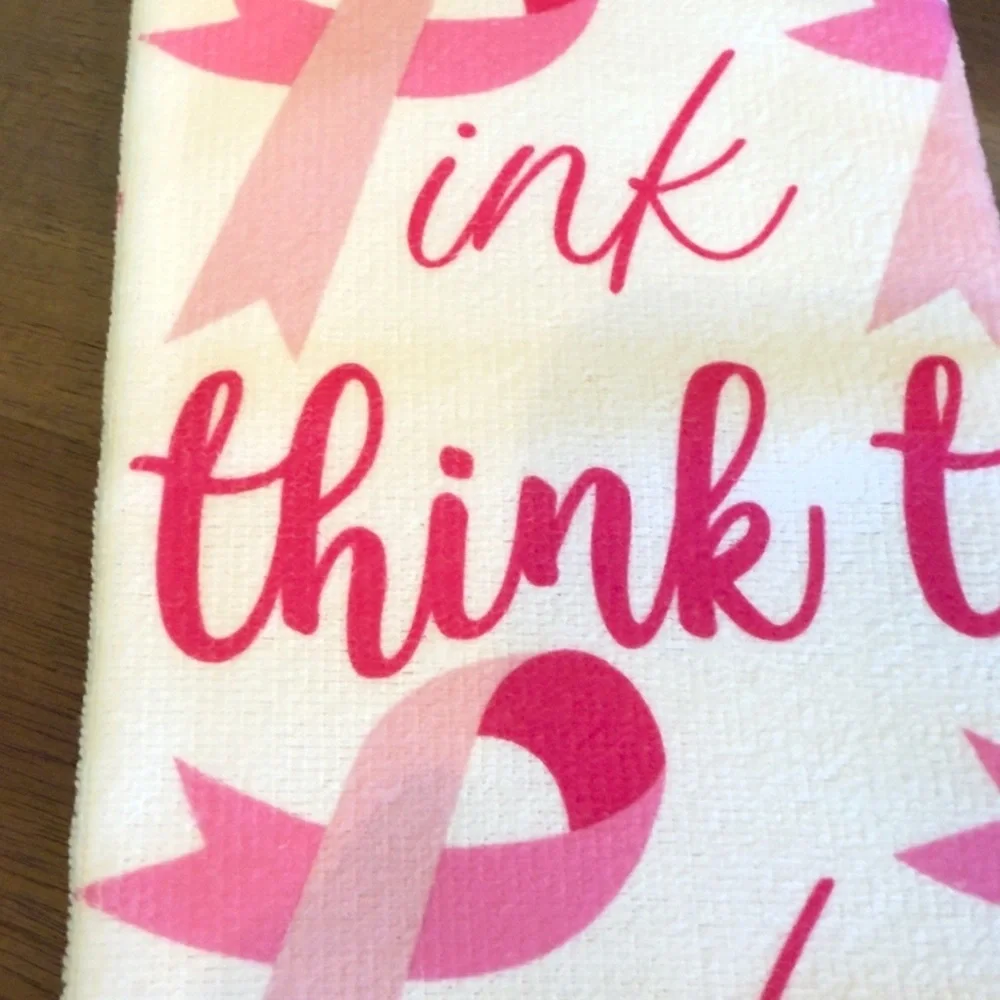 Think Pink Breast Cancer Awareness Kitchen Towel Coffee Mug Set New